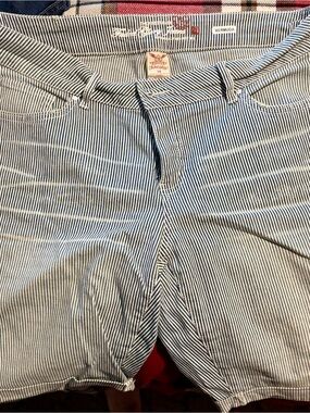 Faded Glory Blue and White Striped Bermuda Shorts